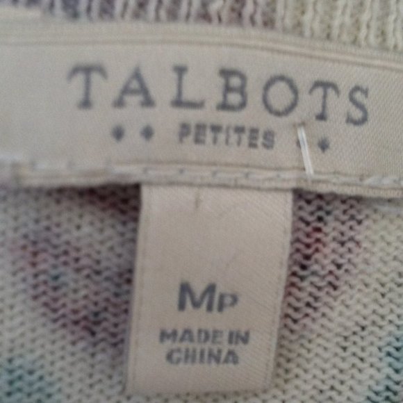 TALBOTS PETITE | Women's Paisley Print V Neck Sweater Size Medium - Picture 4 of 5